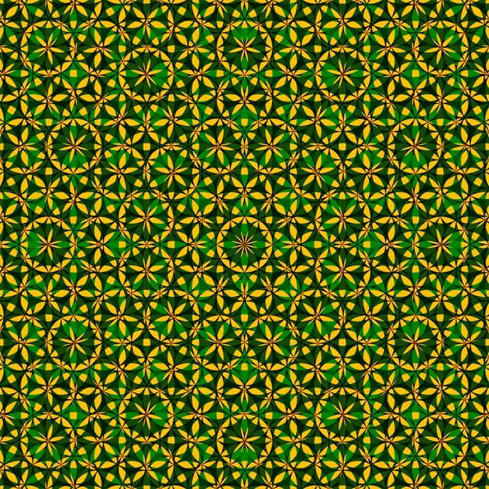 Heilige Geometrie mit dem Blume-des-Lebens-Motiv in Grün und Gold – fördert Harmonie, Regeneration und spirituelles Wachstum.