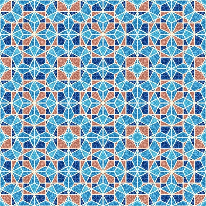 Heilige Geometrie in Blau-, Hellblau- und Brauntönen – fördert Ruhe, emotionale Tiefe und Erdung im Raum